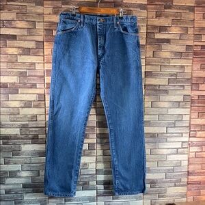 Pre Owned Wrangler Blue Straight Jeans Classic Style 38x32